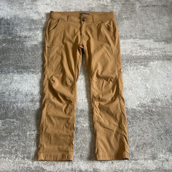 Prana Pants Womens 14 Halle Straight Hiking Stretch Quick Dry Gold Yellow RollUp - Picture 1 of 10